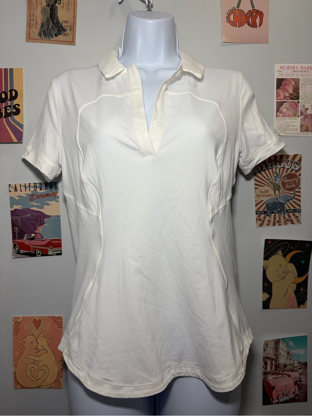 lululemon athletica Cream Short-Sleeve Button Polo